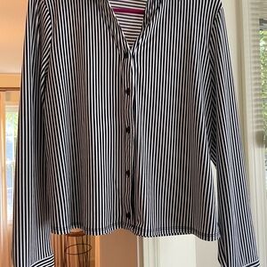 Black and White Striped Button-Up Shirt